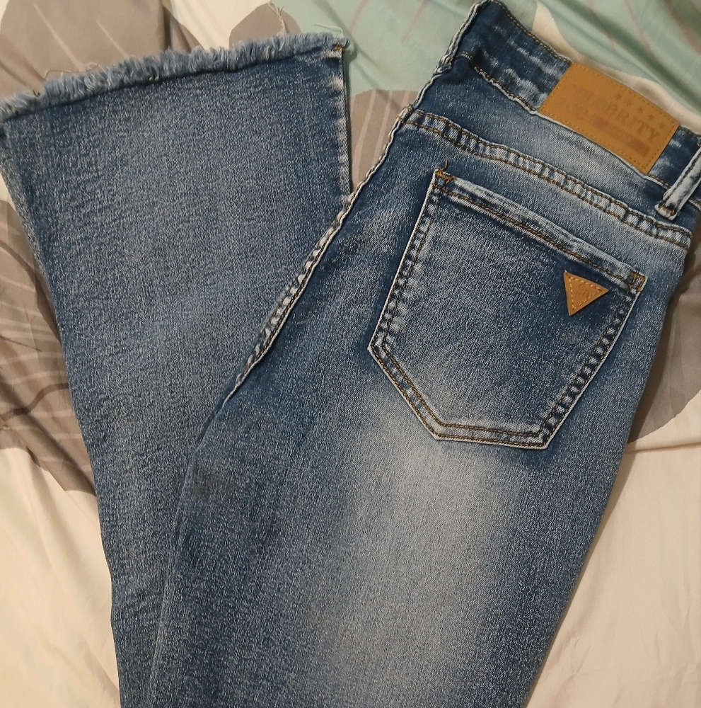 Blue Boot Cut Jeans with Classic Fading